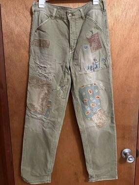 EUC Pilcro Olive Green Patchwork Pants